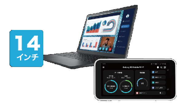 UQ WiMAX Galaxy 5G WiFi 14インチノートPCレンタル [スタンダードモデル]セット