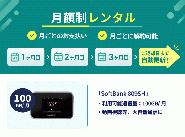 【定期】SoftBank 809SH 100GB